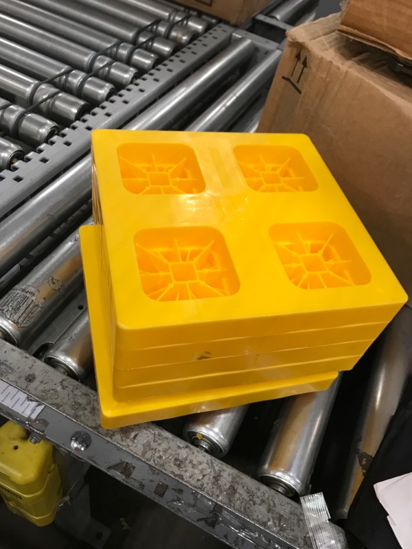 Photo 1 of Camco Heavy-Duty Leveling Blocks | Compatible with Single Wheels, Double Wheels, Hydraulic Jacks, Tongue Jacks and More | Yellow | 10-pack (44510) Leveling Blocks - 10 Pack Frustration Free Packaging