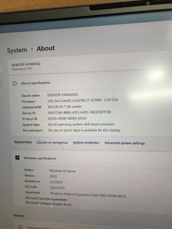 Photo 3 of Alienware X17 R2 VR Ready Gaming Laptop - 17.3-inch FHD 360Hz 1ms Display, Core i7-12700H, 16GB RAM, 1TB SSD, NVIDIA GeForce RTX 3070Ti 8GB GDDR6, Bluetooth, Wi-Fi 6, USB-C, Windows 11 Home - White Core i7-12700H 16 GB 17.3" FHD 360Hz