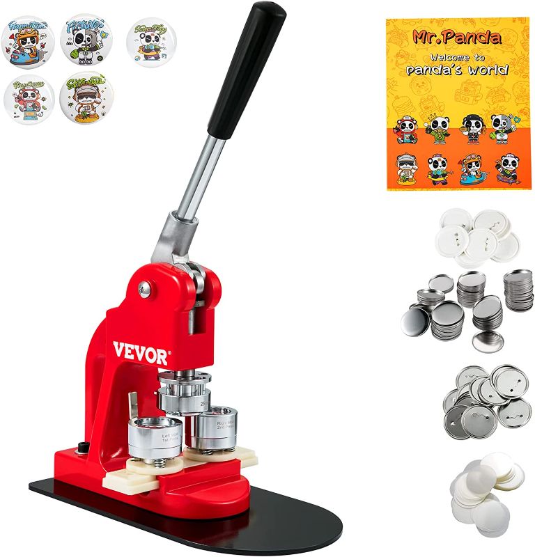 Photo 1 of (*MISSING PARTS*) VEVOR Button Maker Machine, 25mm (1 inch) Badge Punch Press Kit, Children DIY Gifts Pin Maker, Button Making Supplies with 500pcs Button Parts & Circle Cutter & Magic Book