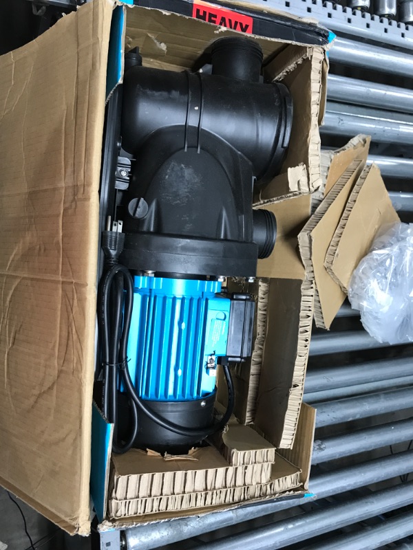 Photo 2 of (*MINOR DAMAGE*) BOMGIE 1.5 HP Pool Pump Inground, 6950 GPH Above Ground Swimming Pool Pump, 115V High Flow Single Speed Powerful Self Priming Pool Pumps with Strainer Basket, Energy Saving, Low Noise Single Speed 1.5 Hp Single Speed