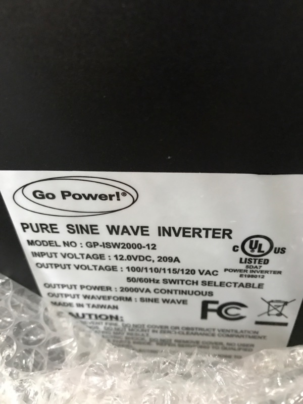 Photo 3 of Go Power! GP-ISW2000-12 Industrial Pure Sine Wave Inverter