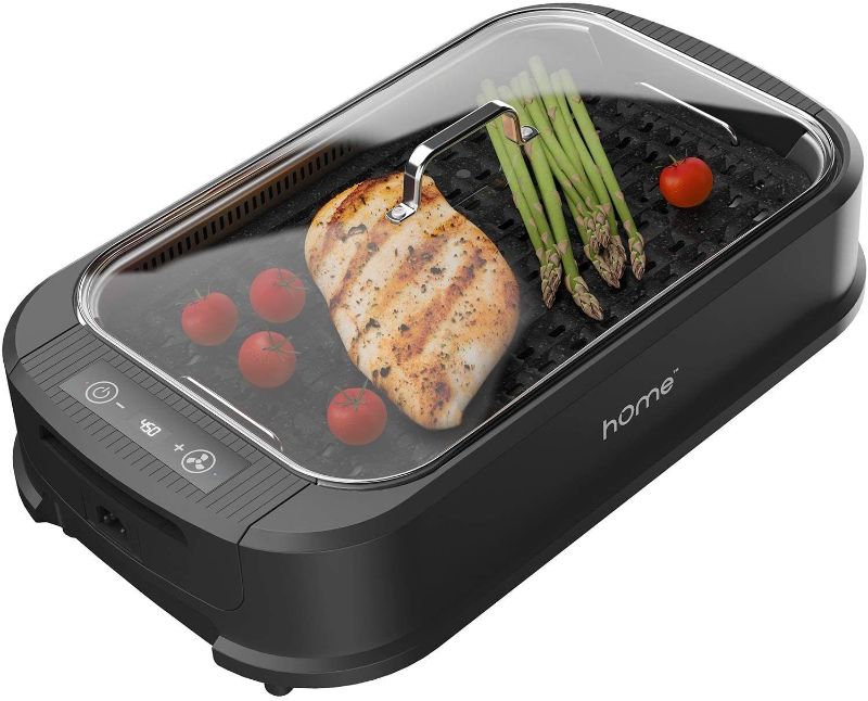 Photo 1 of *SEE NOTES FOR DETAILS*   hOmeLabs Smokeless Indoor Electric Grill - Removable Non-Stick Grill Grates, Tempered Glass Lid, 1500W Fast Heating Element, Digital Temperature Control and Bonus Griddle Plate