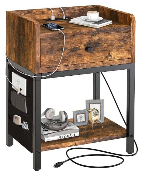 Photo 1 of (*STOCK PHOTO AS REFERENCE*) end  Table and Nightstand with Charging Station,