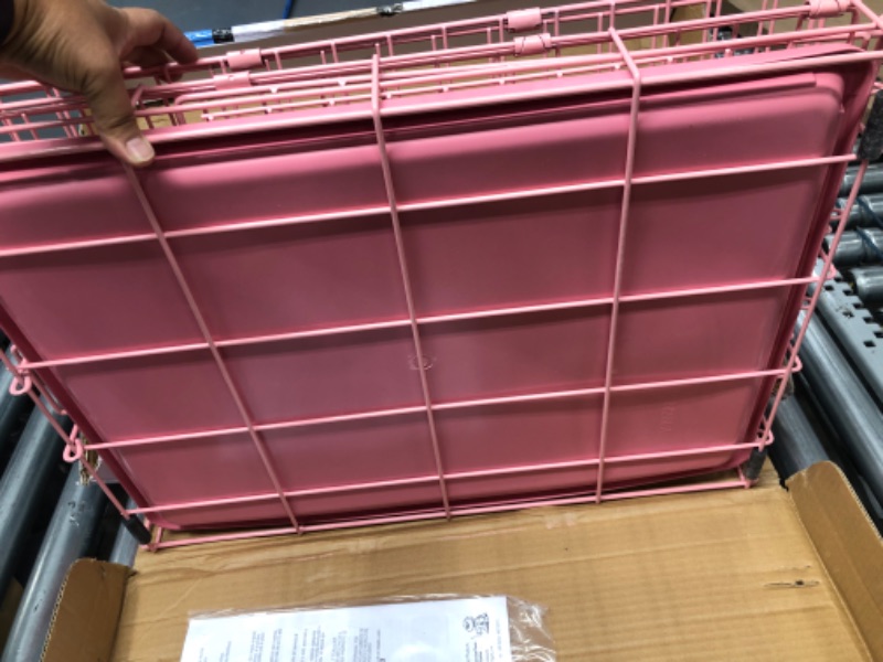 Photo 4 of 
Pink Dog Crate, MidWest iCrate 24" Pink Folding Metal Dog Crate 