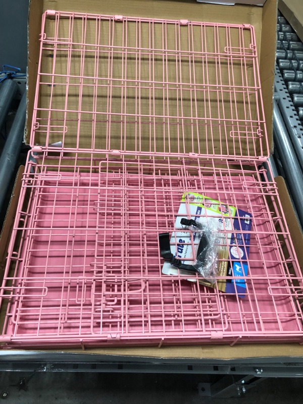 Photo 3 of 
Pink Dog Crate, MidWest iCrate 24" Pink Folding Metal Dog Crate 