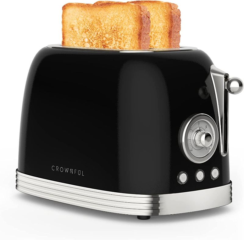 Photo 1 of 
CROWNFUL 2-Slice Toaster, Extra Wide Slots Toaster, Retro Stainless Steel