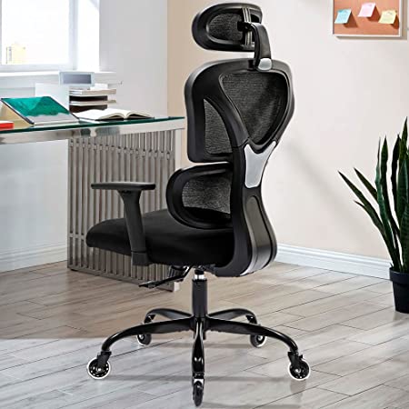 Photo 1 of FelixKing Ergonomic Office Chair, Home Office Rolling Swivel Chair Mesh High Back Computer Chair with 3D Adjustable Armrest & Lumbar Support, Blade Wheels Desk Chair with Headrest (Black)