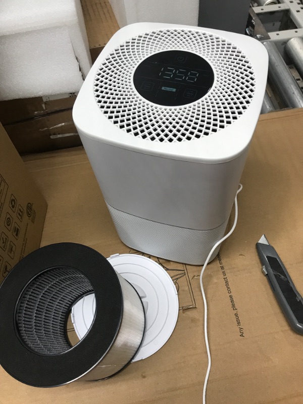 Photo 2 of Cwxwei Air Purifiers for Bedroom Home,Max Up to 825 sq ft,True H13 HEPA Filter,For Pet Dander,Smoke,Odor,Dust,Allergens,Mold,Wildfire Particles.24dB Quiet Air Purifier,Desktop Air Cleaners,SY910 White1