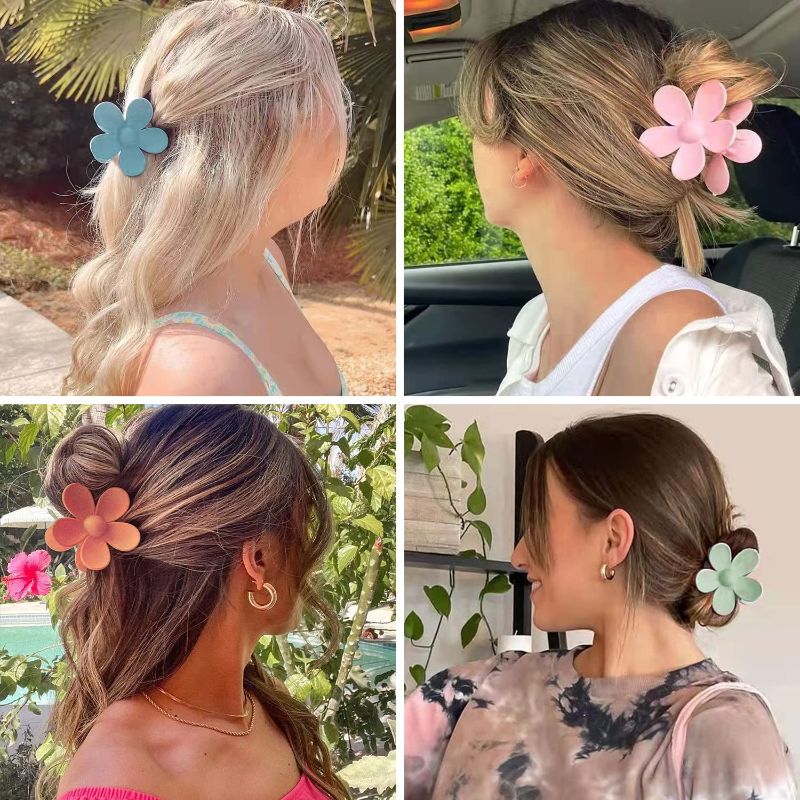 Photo 2 of 2 PACK - 12 Pcs Large Flower Hair Clips, Nonslip Flower Hair Clip for Women, Big Flower Claw Clips for Thick Hair, Strong Hold Flower Clips for Thin Hair