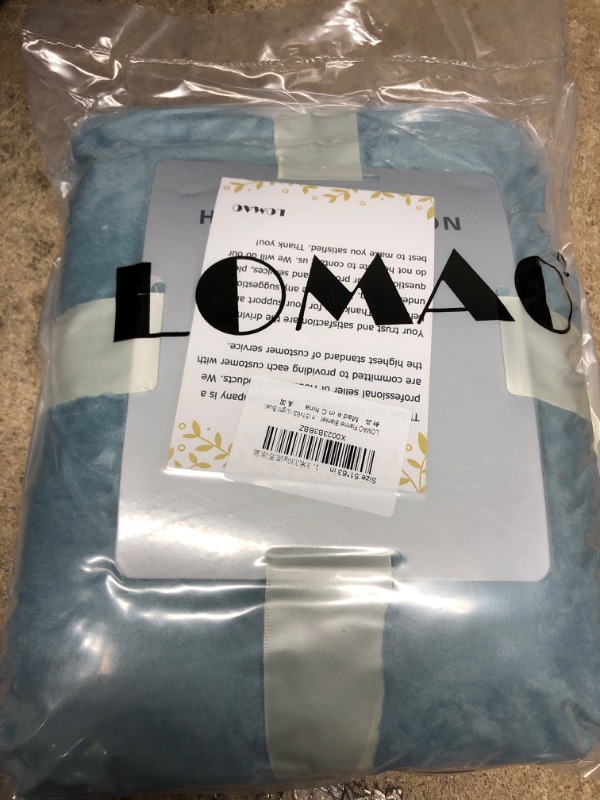 Photo 2 of **NEW**  LOMAO Flannel Blanket with Pompom Fringe Lightweight Cozy Bed Blanket Soft Throw Blanket fit Couch Sofa Suitable for All Season (51x63) (Light Blue) Light Blue 51''x 63''