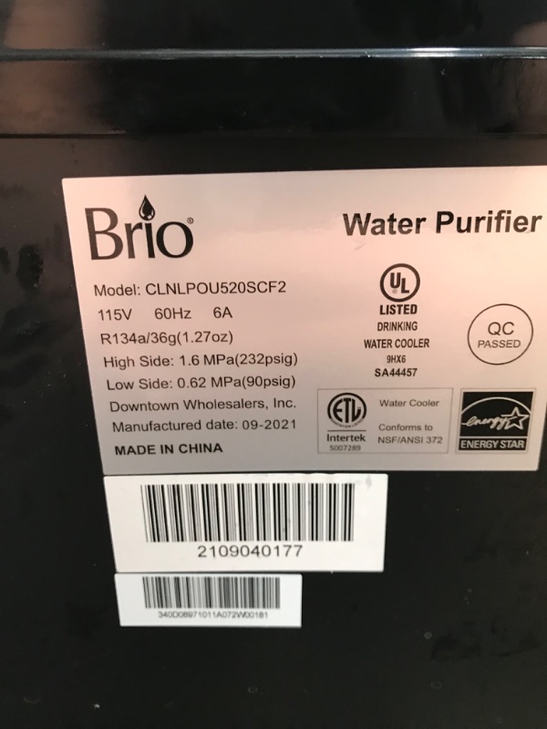 Photo 9 of ***PARTS ONLY*** Brio Self Cleaning Bottom Loading Water Cooler Water Dispenser – Limited Edition - 3 Temperature Settings - Hot, Cold
