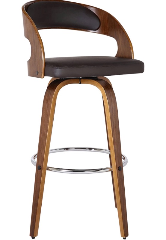 Photo 2 of Armen Living Shelly 26" Counter Height Barstool in Brown Faux Leather and Walnut Wood Finish