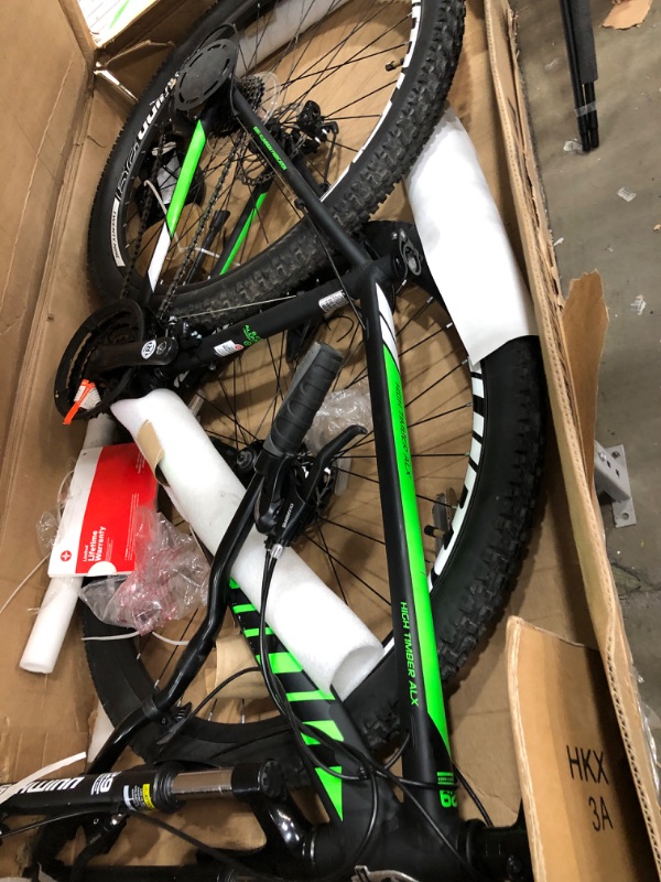 Photo 3 of **USED/POSSIBLE MISSING PARTS**    Schwinn High Timber Youth/Adult Mountain Bike, Aluminum and Steel Frame Options, 7-21 Speeds Options, 24-29-Inch Wheels, Multiple Colors Black/Green 29-Inch Wheels Aluminum Frame and Disc Brakes