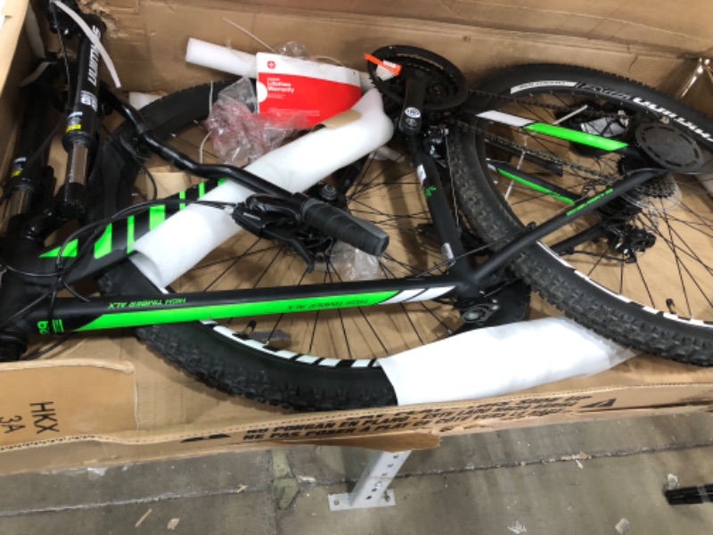 Photo 2 of **USED/POSSIBLE MISSING PARTS**    Schwinn High Timber Youth/Adult Mountain Bike, Aluminum and Steel Frame Options, 7-21 Speeds Options, 24-29-Inch Wheels, Multiple Colors Black/Green 29-Inch Wheels Aluminum Frame and Disc Brakes