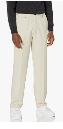 Photo 1 of Amazon Essentials Men's Classic-Fit Expandable-Waist Flat-Front Dress Pant 36X33
