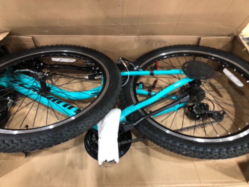 Photo 2 of **USED/SLIGHT DAMAGE/POSSIBLE MISSING PARTS**     Schwinn High Timber Youth/Adult Mountain Bike, Aluminum and Steel Frame Options, 7-21 Speeds Options, 24-29-Inch Wheels, Multiple Colors Teal 24-Inch Wheels Aluminum Frame