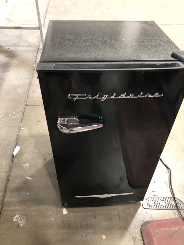 Photo 2 of **MINOR DAMAGE**   FRIGIDAIRE EFR376-BLACK 3.1 Cu Ft Black Retro Bar Fridge with Side Bottle Opener BLACK Single Door Fridge