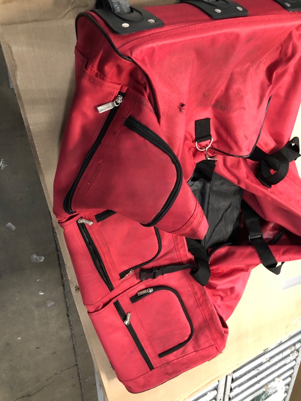 Photo 2 of **USED/MINOR DAMAGE**  Rockland Rolling Duffle Bag, Red