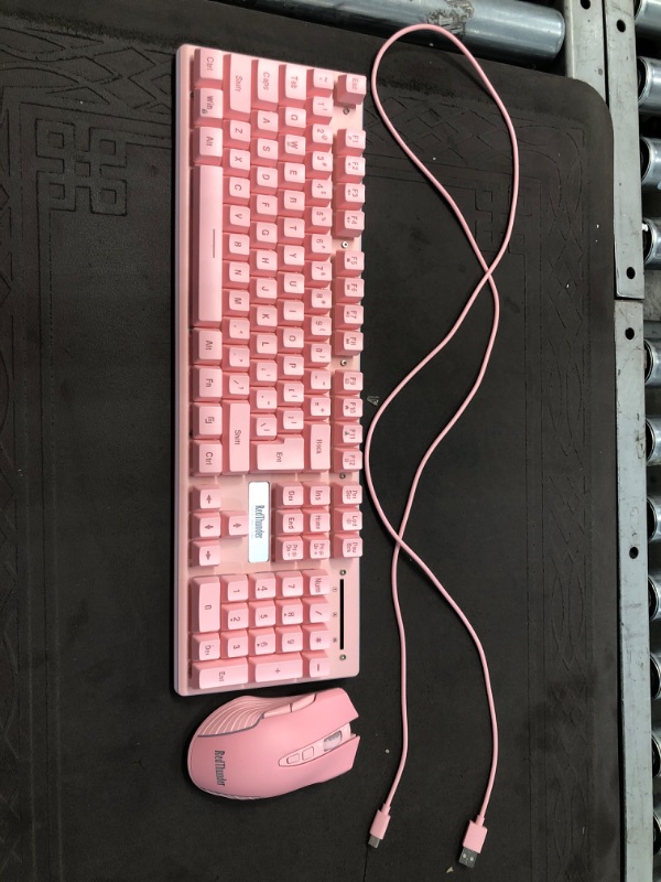 Photo 2 of MageGee Gaming Keyboard and Mouse Combo, True RGB Backlit Membrane Office Keyboard, 104 Keys Metal Panel USB Quiet Wired Keyboard for Windows Laptop PC - Pink