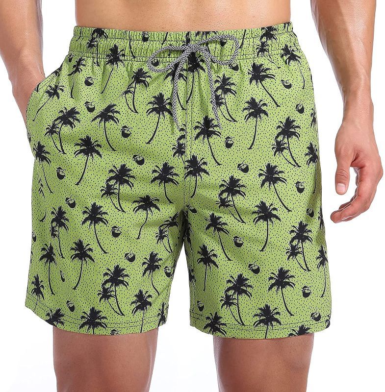 Photo 1 of Biwisy Mens Swim Trunks Quick Dry Beach Shorts Mesh Lining Swimwear Bathing Suits with Pockets Size- Large