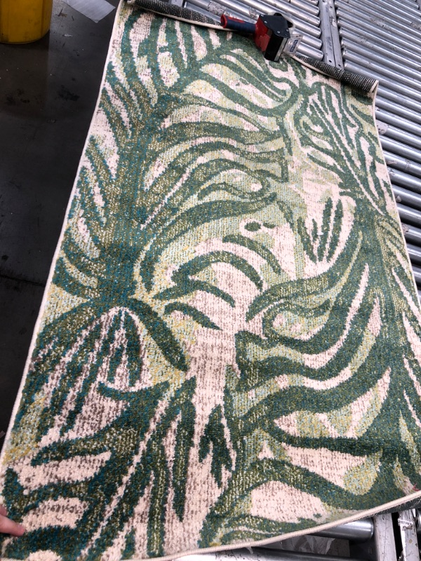 Photo 2 of nuLOOM Cali Abstract Leaves Area Rug, 3' x 5', Green