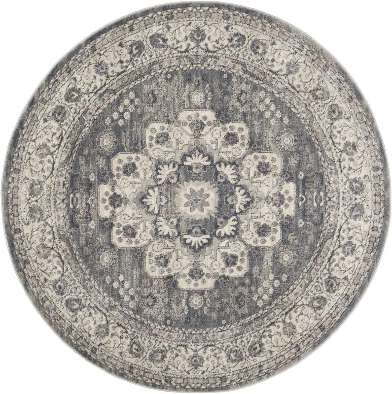 Photo 1 of Nourison Concerto Persian Grey/Ivory 4' x round Area -Rug, Easy -Cleaning, Non Shedding, Bed Room, Living Room, Dining Room, Kitchen (4 Round)