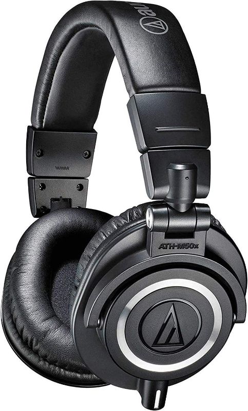 Photo 1 of Audio-Technica ATH-M50X Professional Studio Monitor Headphones, Black, Professional Grade, Critically Acclaimed, with Detachable Cable
