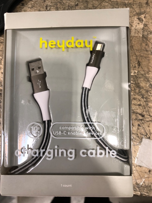 Photo 2 of 10&#39; USB-C to USB-A Braided Cable - heyday&#8482; Black/White/Gunmetal