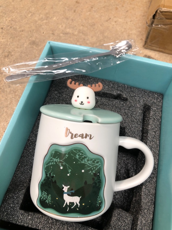 Photo 1 of  Ceramic Deer Coffee Mug 12 oz Deer Mug Porcelain Tea Mug with Lid Novelty Coffee Mugs for Women Holiday Housewarming Chirstmas Birthday Gifts for Women