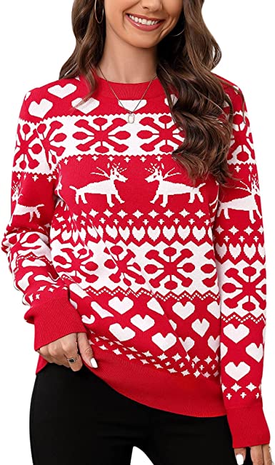 Photo 1 of *** STOCK PICTURE ONLY USED FOR REFRENCE *** KOJOOIN Ugly Christmas Sweater for Women Funny Holiday Sweaters Tacky Christmas Sweaters for Women Snowflake-green Small