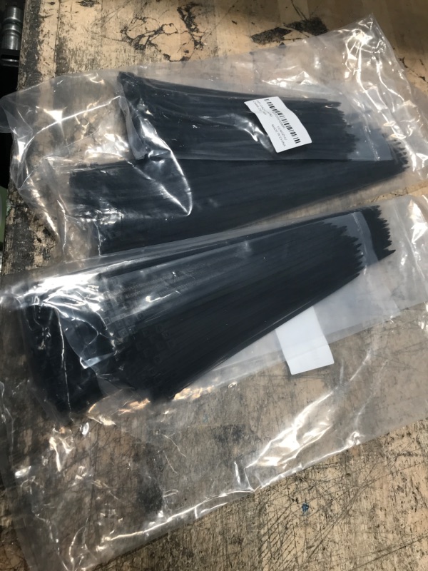 Photo 1 of 2pk- Nylon Cable Zip Ties 200 Pack Black Heat Resistant Tie Wraps Self-Locking Heavy Duty Nylon Wire Ties with 50 Pounds Tensile Strength, Lightweight Fastening Tools for Home, Office