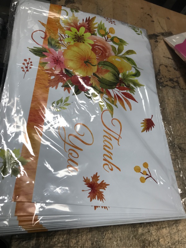 Photo 2 of Thanksgiving Poly Mailers Fall Pumpkin Shipping Bags Fall Autumn Leaves Flowers Shipping Envelopes 10” x 13” 100 Pack