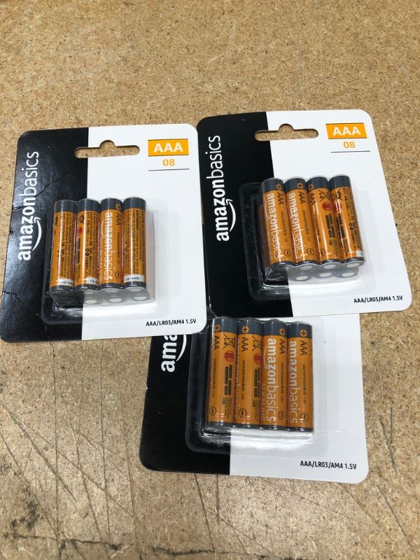 Photo 2 of Amazon Basics 8 Pack AAA High-Performance Alkaline Batteries, 10-Year Shelf Life, Easy to Open Value Pack,8 Count (Pack of 1)--3 pcs 