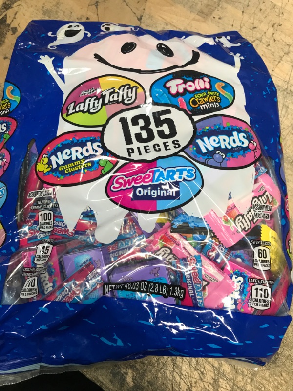 Photo 1 of BBD ;  12/2022--- Ghost Goodies Mix, Halloween Trick or Treat Variety Candy, Laffy Taffy, Nerds Original & Clusters, SweeTARTS, Trolli, 135ct Ghost Goodies 135 Count (Pack of 1)