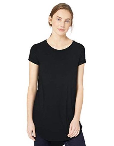 Photo 1 of Daily Ritual Women's Jersey Short-Sleeve Open Crewneck Tunic Black Large
