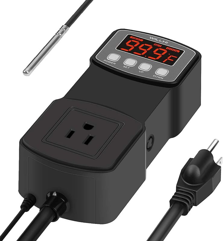 Photo 1 of WILLHI Digital Temperature Controller Build in Outlet 1650W 110V 15A Over Current Protection Thermostat Controller Heating Cooling -58~230? for Reptile...
