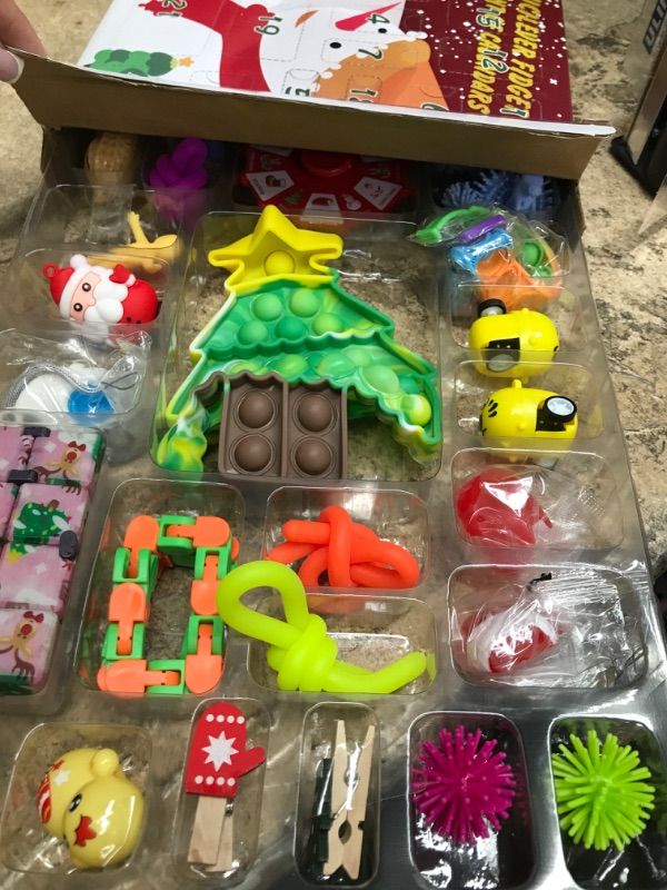 Photo 1 of Advent Calendar 2022, Lalucilever 25 Days Christmas Holiday Countdown Advent Calendars, Christmas Pop Fidget Toy Set Gift Box, Surprise Party Toy Gifts for Toddler Kids Teens Girls Age 3-12 Year Old. Plastic (Set of 2) 