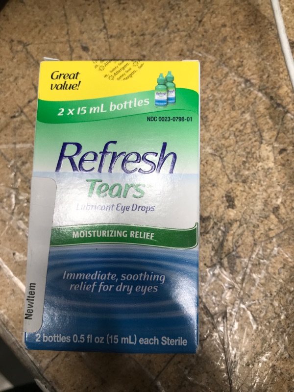 Photo 2 of Refresh Tears Lubricant Eye Drops, 2 Bottles 0.5 fl oz (15mL) Each Sterile (30mL)
Expiration 02/2025