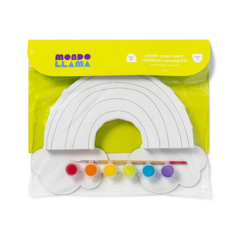 Photo 1 of 2PK-Paint-Your-Own Rainbow Canvas Kit - Mondo Llama™
