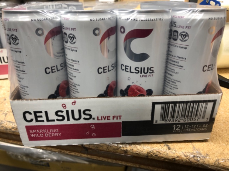 Photo 2 of CELSIUS Sparkling Wild Berry, Functional Essential Energy Drink 12 Fl Oz (Pack of 12) Sparkling Wild Berry 12 Fl Oz (Pack of 12)