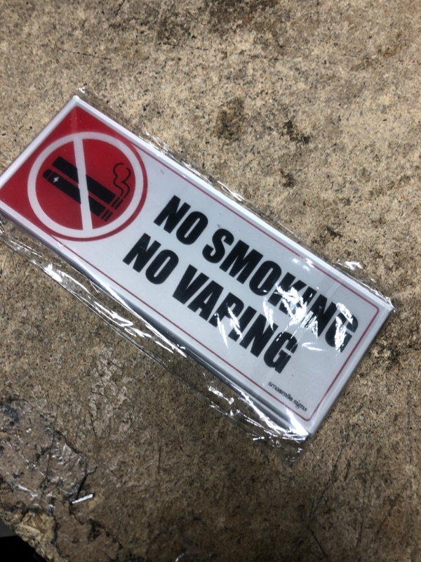 Photo 2 of No Smoking Sign 2Pack 8"x 3"x 0.2" No Smoking No Vaping Signs Premium Acrylic Self-Adhesive