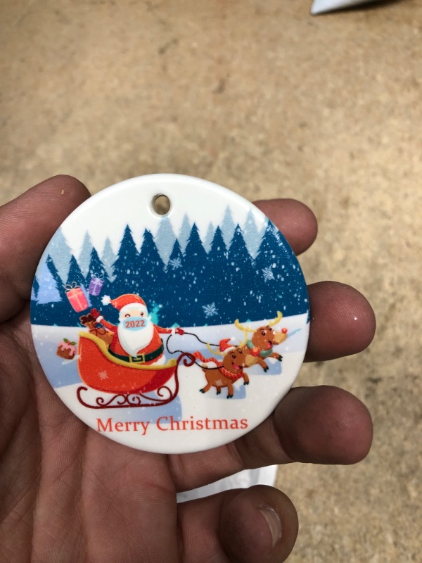 Photo 1 of 2022 Christmas Ornaments, Year of 2022 - 2.8" Round Ceramics Ornament Ornament, Christmas Tree Decoration, for Xmas, Holiday and New Year