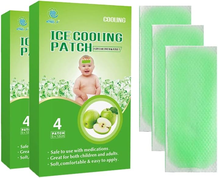 Photo 1 of *EXPIRES 2025/03/01* KONGDY Fever Cooling Patches,Fever Reducer for Kids Discomfort,Fever Pain Relief Pads,Soft Gel Patch,8 Sheets (Apple)
