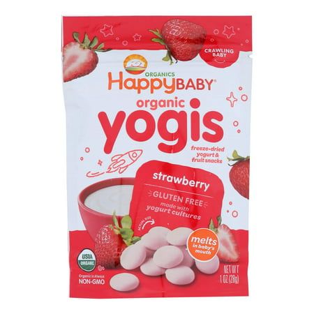 Photo 1 of (8 Pack) Happy Baby Organic Yogis Strawberry Yogurt & Fruit Snacks 1 Oz Pouch. Best By:11/30/23