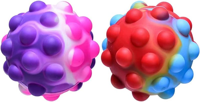 Photo 1 of 4 pack -  2 Pack Pop It Ball, Pop Fidget Ball Popper Its Toys, 3D Anti-Pressure Squeeze Pop Ball It Fidget Toy Bpa Free, Sensory Toys Stress Balls