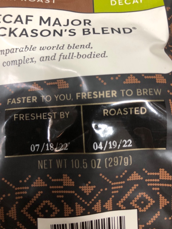 Photo 1 of Peet's Coffee, Dark Roast Decaffeinated Ground Coffee - Decaf Major Dickason's Blend 10.5 Ounce Bag Decaf Major Dickason's 10.5 Ounce (Pack of 2) FRESHEST BY JULY 2022