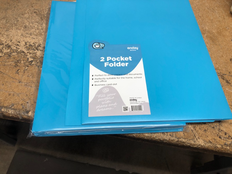 Photo 2 of Folders with 2 Pockets Blue, Colored Plastic File School Folder Letter Size, Heavy Duty Poly Portfolio Folder with Two-Pockets, 8 Pc - by Enday 8 Blue