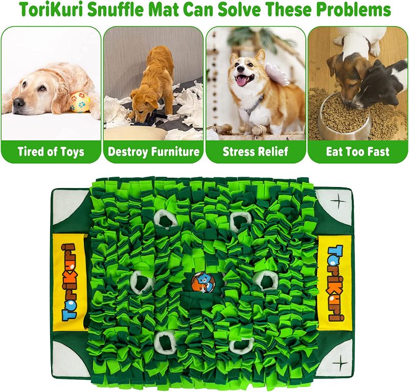 Photo 1 of  Snuffle Mat for Dogs Football Field Design 30x20Inches Sniffing Mat Smell Training Slow Eating Stress Relief Natural Foraging Skills Drain Energy Dog Treat Dispenser