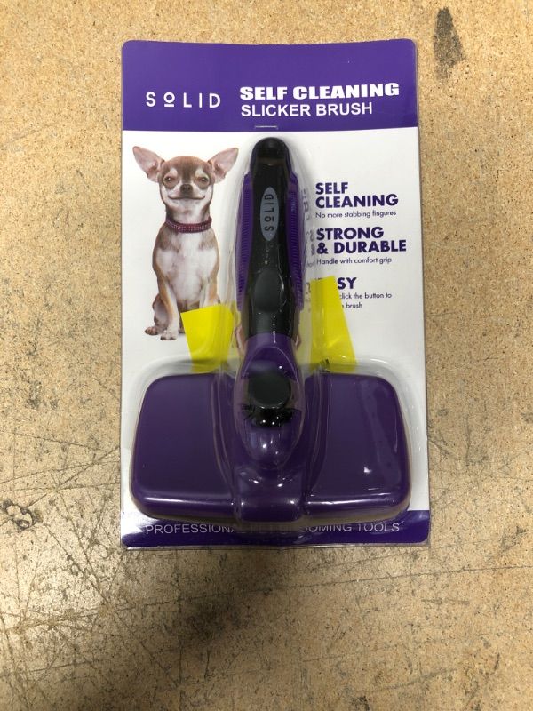 Photo 2 of 2 Pack Pet Slicker Brush - Dog & Cat Brush for Shedding & Grooming - Dematting & Detangling Self-Cleaning Brushes for Dogs, Cats & Pets Purple