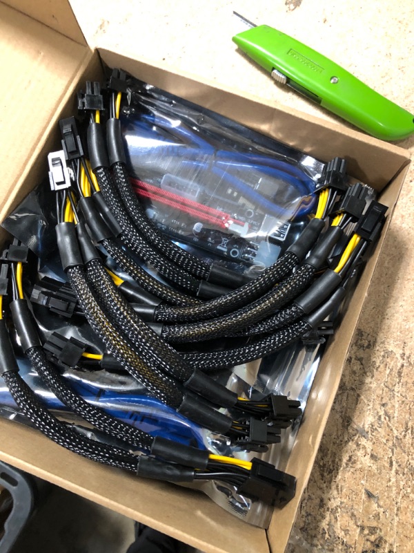 Photo 2 of 12 Pieces PCI-e Riser Express Cable Set 1X to 16X GPU Riser Adapter Extension Cable USB 3.0 and VGA 8 Pin Female to Dual 8 Pin Male Splitter Braided Sleeved Cable for Mining Powered Riser Adapter Card